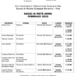 Calendario saggi febbraio 2022