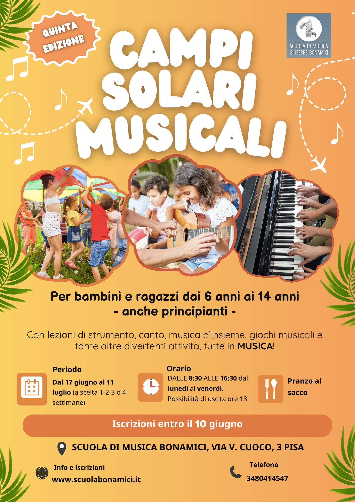 Campi Solari Musicali 2025: iscrizioni entro il 10 giugno