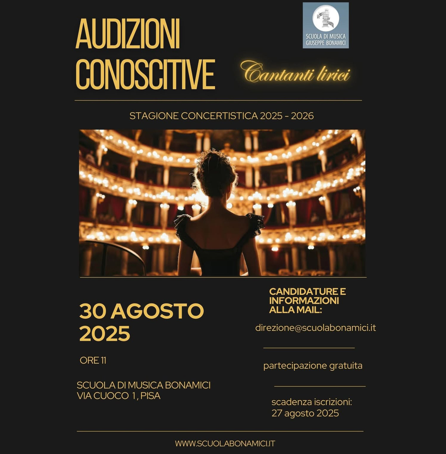 Audizioni conoscitive per cantanti lirici